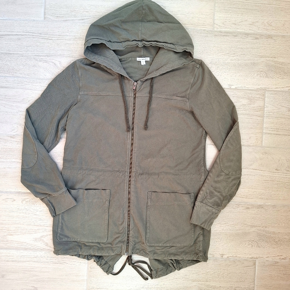 James Perse utility anorak parka full zip olive green cotton twill Size 3 Large - Picture 2 of 7